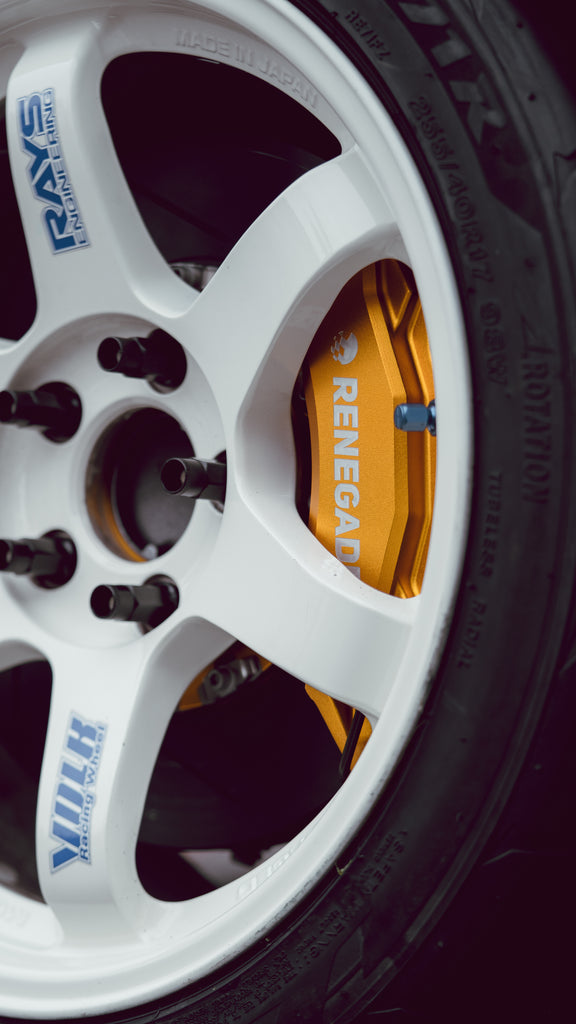 RENEGADE APG BIG BRAKE KIT FOR Honda S2000 CUSTOM COLOR GOLD WITH WHITE VOLK RACING TE37